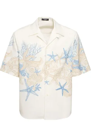 VERSACE Coral Print Cotton Short Sleeve Shirt