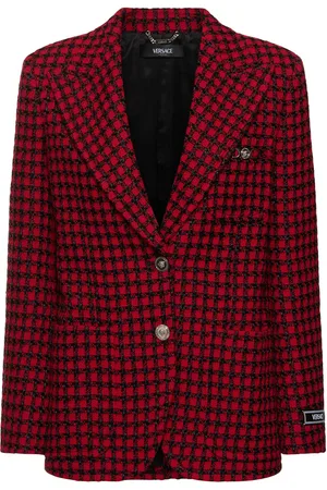 VERSACE Wool Blend Tweed Single Breast Jacket