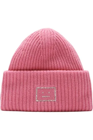 Acne Studios Pansy Crystal Logo Wool Hat