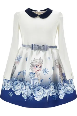 MONNALISA Elsa Print Poly Dress W/bow Appliqué