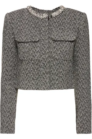 Self-Portrait Embellished Herringbone Jacket