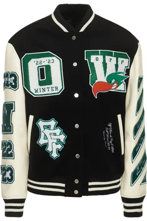 OFF-WHITE Embroidered Patches Varsity Jacket