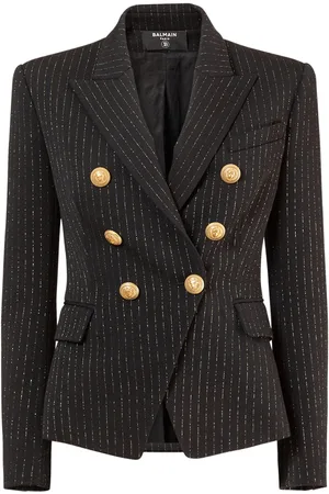 Balmain Pinstriped Wool Lurex Blazer