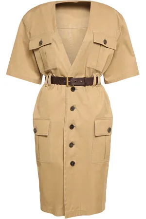 Saint Laurent Cotton Twill Midi Dress