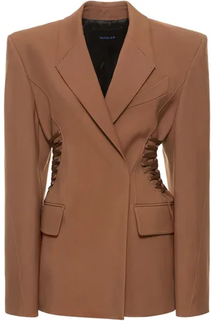MUGLER Fitted Waist Oversized Jacket W/ Laces
