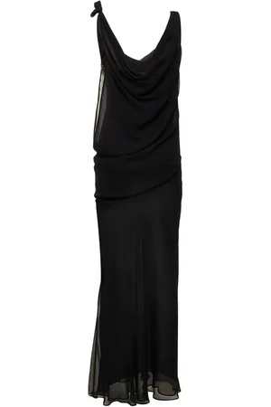 CHRISTOPHER ESBER Draped Sheer Silk Self-tie Maxi Dress