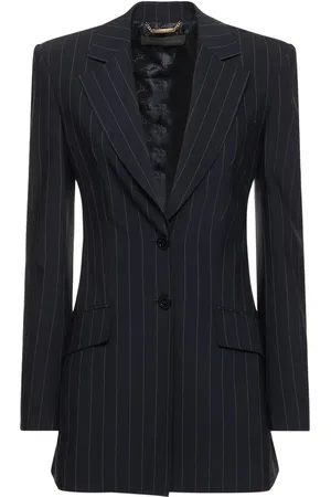 Alberta Ferretti Fitted Pinstriped Wool Jacket