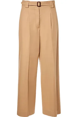 Max Mara Pino Belted Cotton Canvas Wide Pants