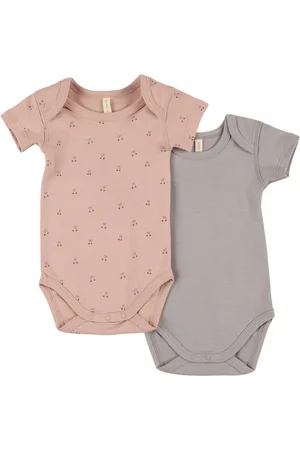Quincy Mae Set Of 2 Organic Cotton Bodysuits