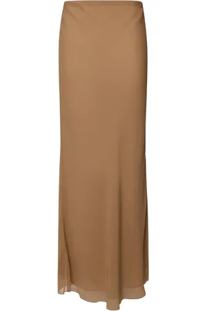 Khaite Mauva Silk Chiffon Long Skirt