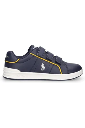 Ralph Lauren Logo Faux Leather Strap Sneakers