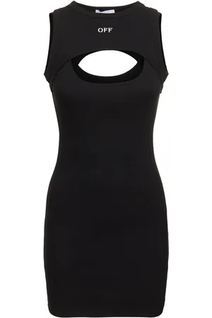 OFF-WHITE Off Stamp Cotton Blend Rib Dress