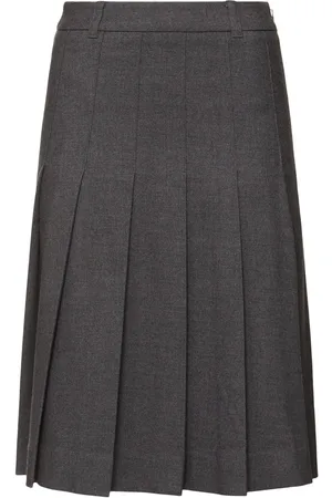 DUNST Pleated Flannel Midi Skirt