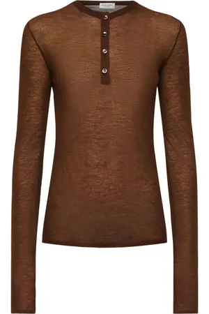 Saint Laurent Fine Wool Blend Long Sleeve Top