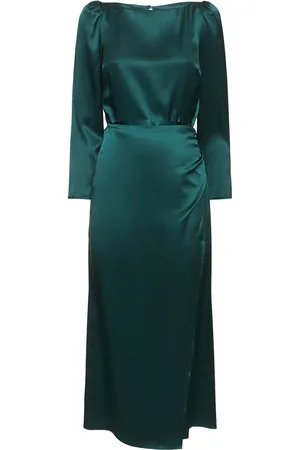 Reformation Cassis Silk Satin Long Sleeve Midi Dress