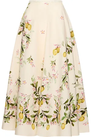 Giambattista Valli Printed Cotton Poplin Long Skirt