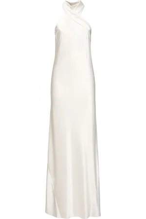 GALVAN Pandora Crisscross Satin Long Dress