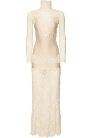 Paco rabanne Turtleneck Lace Long Dress