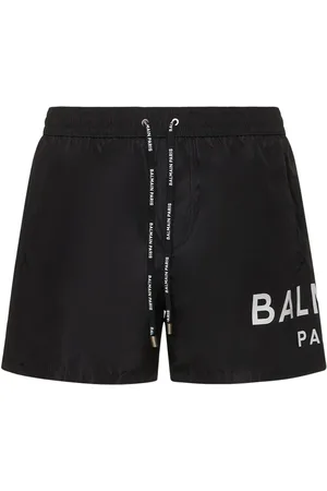 Balmain Logo Printed Stretch Nylon Swim Shorts
