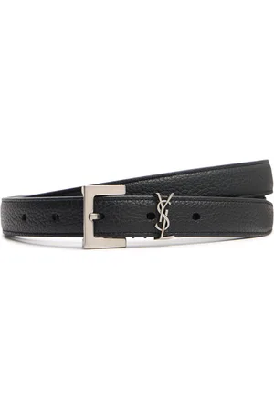 Saint Laurent 2cm Ysl Textured Leather Belt
