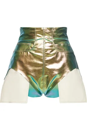 Rick Owens Iridescent Denim High Waist Mini Shorts