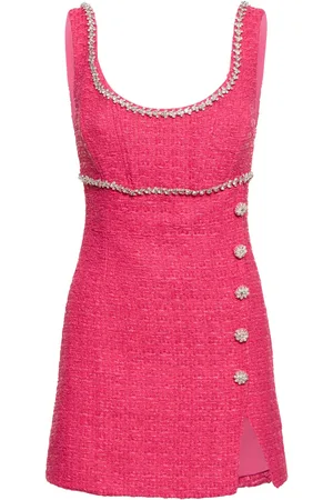 Self-Portrait Bouclé Mini Dress W/side Buttons