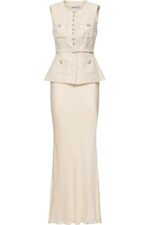 Self-Portrait Sequined Bouclé Maxi Dress