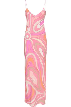 Puccini Marmo Printed Silk Twill Long Dress