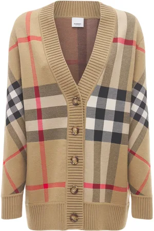 Burberry Caragh Wool Blend Check Cardigan