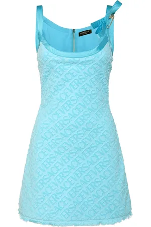 VERSACE Dua Lipa Logo Jacquard Terry Mini Dress