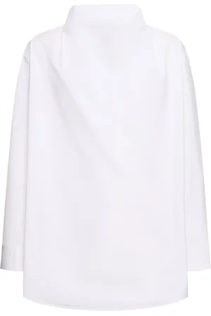 Jil Sander Draped Neck Cotton Poplin Shirt