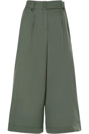 Max Mara Recco Belted Cotton Canvas Wide Pants