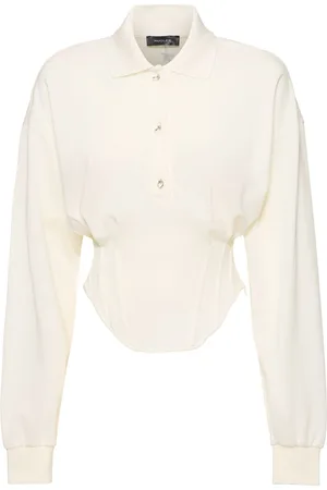 MUGLER Long Sleeve Piquet Corset Top