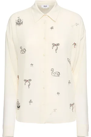 Msgm Printed & Embroidered Satin Shirt