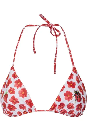 VERSACE Strawberry Print Triangle Bikini Top