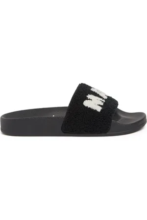 Marni Logo Print Terrycloth Slide Sandals