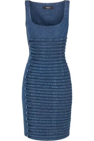 VERSACE Cotton Denim Midi Dress
