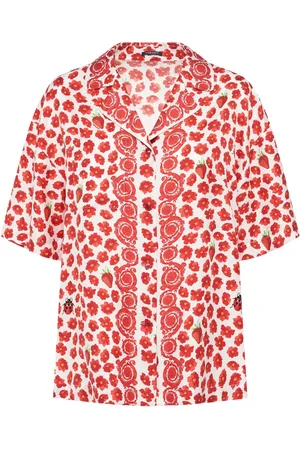 VERSACE Strawberry Print Silk Twill Shirt