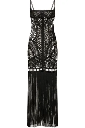 The Attico Illusion Embroidered Tulle Long Dress