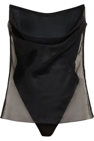 DEL CORE Draped Silk Bustier Top