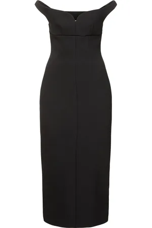 Serafini Off-the-shoulder Tech Crepe Midi Dress