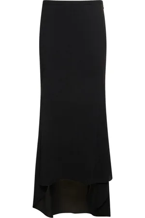 Serafini Light Crepe Flared Long Skirt