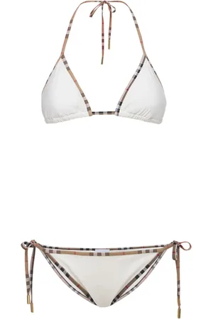 Burberry Mata Nylon & Check Trim Triangle Bikini
