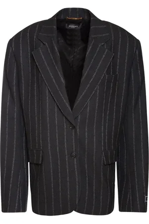 VERSACE Logo Pinstripe Wool Blazer