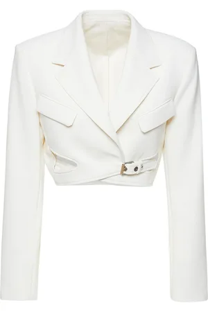 DION LEE Compact Wool Blend Interlock Crop Blazer