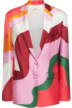 Etro Silk Satin Printed Blazer Jacket