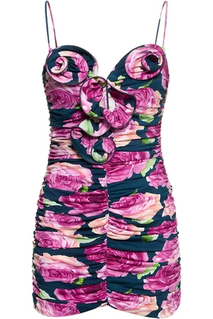 MAGDA BUTRYM Printed Jersey Ruched Mini Dress