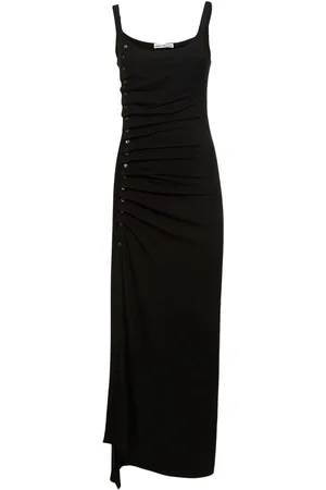 Paco rabanne Viscose Jersey Side Stud Midi Dress