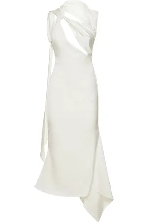The Attico Sam Double Satin Cut Out Midi Dress