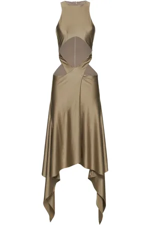 The Attico Magnolia Shiny Jersey Cutout Midi Dress